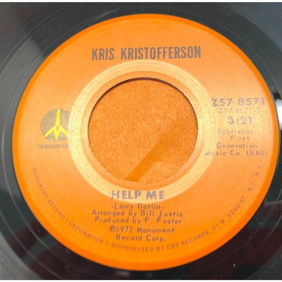 Kris Kristofferson Why Me / Help Me 45 Pop Vinyl Record Monument 1972 - Picture 1 of 4